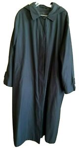 London Fog Women's Long Black Classic Hooded Trench Coat, size  18W Reg