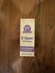 Carlson E-Gem Oil Drops, 20.000 IU 2 fl oz (60 ml) Brand New In Box Please READ