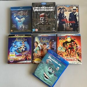 Disney Blu-ray Lot Aladdin Monsters Inc Pirates Lone Ranger Incredibles