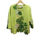 Design Options By Philip Jane Gordon Irish Shamrock Green Cardigan Sweater Large