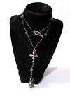 King Baby Rosary  Maltese Cross Skull Black Onyx Necklace Sterling Silver Roses