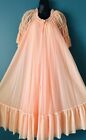 Vintage Intime of California Peignoir Chiffon Nightgown & Robe Set Peach Dreamy