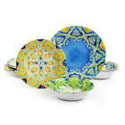 12 Piece Melamine Dinnerware Set Plates and Bowls Sets Tableware Service for 4