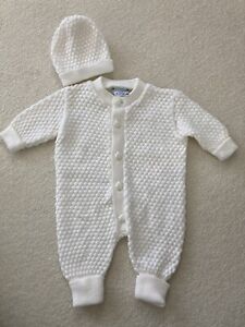 2 Piece Baby Clothes Once Upon A Time 3-6 Months White Sweater & Hat Outfit EUC