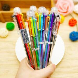 Multicolor 6 in 1 Color Ballpoint Pen Ball Point Pens  Kids School Office Supply