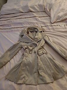 Gold Satin Fitted Double Breasted Trench Coat Xs