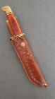 Custom sheath fits Buck 120 Knife. Golden brown  Leather. right hand.