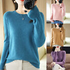 Women Knitted Sweater Slim Crew Neck Pullover Tops Jumper Wool Cashmere Solid
