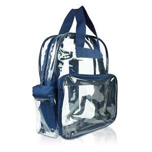 DALIX Clear Backpack School Pack See Through Bag in Navy Blue FREE SHIPPING