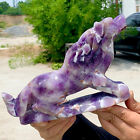 New Listing3.25LB natural dream Amethyst hand carved wolf crystal healing specimen
