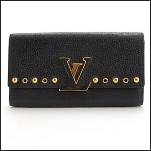 RDC12898 Authentic Louis Vuitton Black Taurillon Capucines Long Wallet