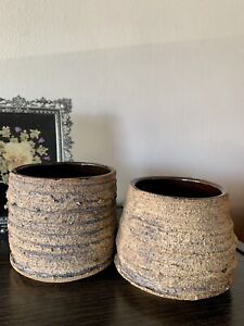 Handmade hand thrown wood-grain texture cups Pottery Farmhouse Cottagecore