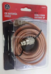 RoadPro RP-8X12CL 12 Foot RG8X CB Ham Radio Antenna Clear Coax Cable w/PL259 End