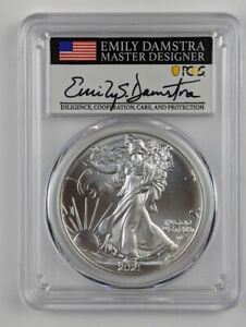 New Listing2021 Silver Eagle Type 2 - First Strike - PCGS MS70 - Emily Damstra Signature