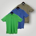 Lot of 3 Polo Ralph Lauren Polo Shirts Mens L Green, Blue, Tan Short Sleeve