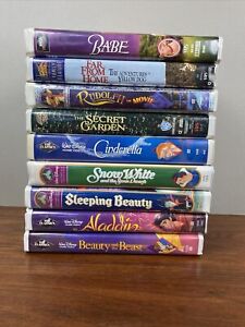 Lot of 9 Mostly DISNEY CLAMSHELL VHS Movies Princesses Etc All Tested Working