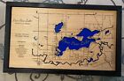 Paw Paw Lake Detailed Map Wall Art Sign. 3D Layered. 20” X 12” Berrien County MI