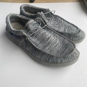 Hey Dude Men's Wally Stretch Fleece Slip On Casual Shoes Loafer Grey Size 12
