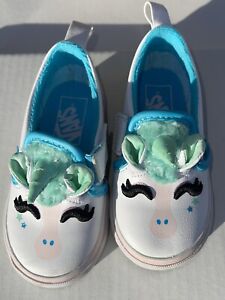 Toddler Girls VANS Slip On Unicorn Shoes Size 6 Excellent Used Condition