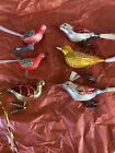 Lot of 6 Vintage Glass Bird Clip On Christmas Ornaments