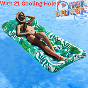 Inflatable Adult Fabric Pool Cooling Comfort Lounge Float Raft W/ Headrest