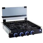RecPro RV Built In Gas Cooktop | 3 Burners | RV Cooktop Stove Black with Cover