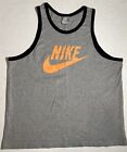 VTG Y2K Nike Sportswear Ace Logo Tank Top Gray/Orange Swoosh Size XL Cotton