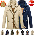 Mens Winter Warm Jacket Trench Coat Woolen Furry Lined Casual Outwear Overcoat