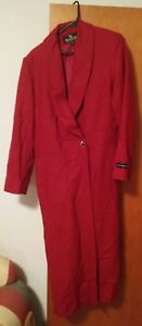 015 Women's Size 12 Braefair Wool & VIscose Red Trench Coat Style Button Closure