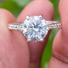 1.50Ct Elegant White Diamond Solitaire Engagement Ring 925 Silver With Accents