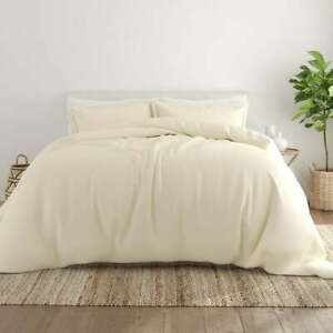 New Listing3-Piece Ivory Duvet Cover Set, Twin/TwinXL Size