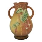 Roseville Fuchsia Brown 1938 Vintage Art Pottery Handled Ceramic Vase 895-7