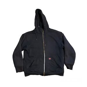 Wrangler Workwear Full Zip Sherpa Lined Hoodie Jacket Hooded Black Size Medium