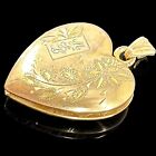 Antique 12K Yellow Gold-Filled Etched Monogrammed HEART Picture Locket