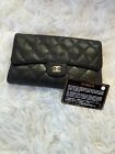 Chanel Black Matelasse Long Trifold Wallet on Chain Quilted CHANEL WOC CC logo