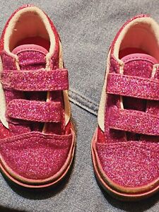VANS Toddler Size 6 US Old Skool Glitter Girls Shoes Pink Rainbow EU 25 Pre-owne