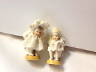VINTAGE CHAMBER POT MINIATURE CREAMIC LACE BISQUE DOLLS FIGURINE LACE LOT of 2