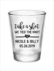 Personalized wedding shot glasses, take a shot we tied the knot, wedding favors