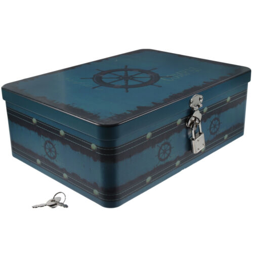 Retro Tinplate Box Sturdy Metal Box Multi-purpose Storage Box With Lock
