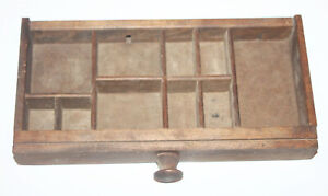 Antique Small Modified 10-Slot Wood Print Tray Drawer Wall Curio Display Shelf