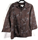 Sag Harbor embroidered women's button jacket brown preowned