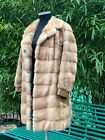 Genuine Mink Fur Coat Horizontal Pelts Rose Lining S / M