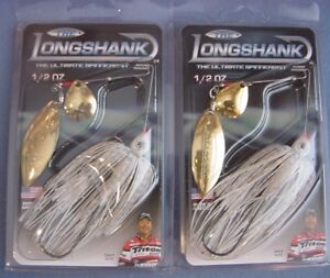 Lot of 2 -THE LONGSHANK 1/2 oz Spinnerbait WHITE CWGG-029 Davy Hite Edition