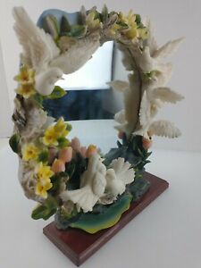 Porcelain 3D Mirror surrounded by Love Doves/Bird and Flowers