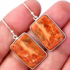 Natural Red Sponge Coral 925 Sterling Silver Earrings Jewelry E-1001