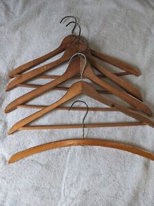 Vintage Wooden Clothes Hangers Pants and Jacket Lot of 5