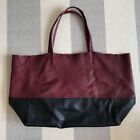 CELINE Horizontal Cabas Handbag ToteBag A4 storage Leather Bordeaux Black
