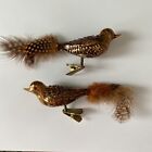 New ListingVTG Blown Glass Gold Bird Clip Christmas Ornament Hand Painted Glitter Feather