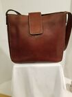 Vintage FOSSIL Brown Burgundy Leather Shoulder Bag Snap Flap Closure