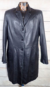 Rare XL Women Vintage Black Leather Trench Coat By Pelle Studio Wilson's Leather